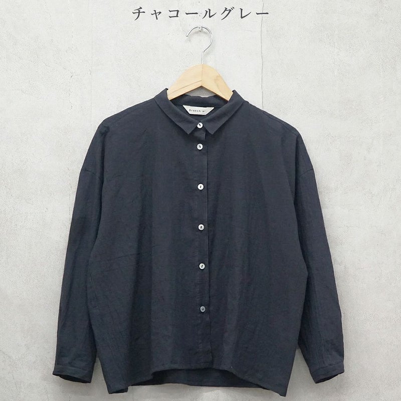 Branch m‘.,ブランチエム,ナチュラル,30代,40代,50代,60代,コットン,綿,ゆったり,ブラウス,コットンブラウス,綿ローン,東炊き,シアーブラウス,シアーシャツ,ノーカラーブラウス
