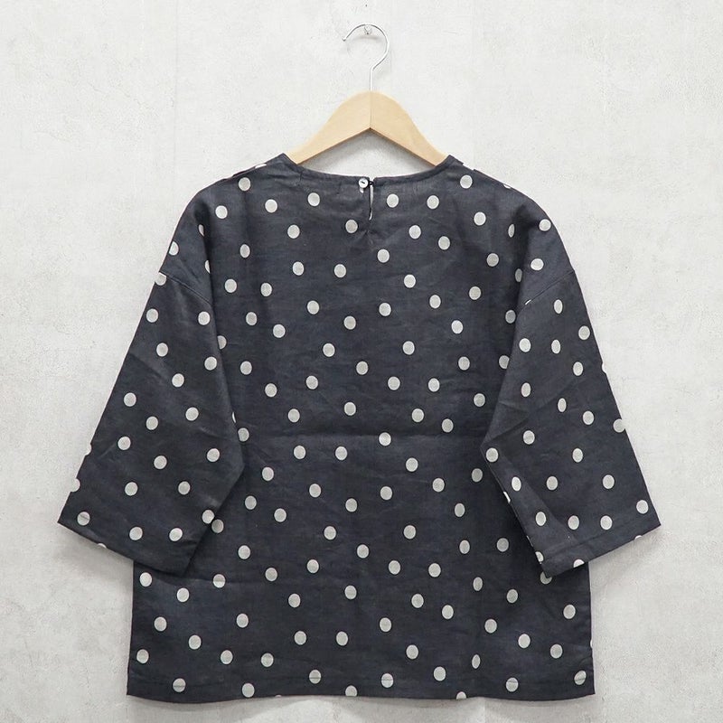 Branch m‘.,ブランチエム,ナチュラル,30代,40代,50代,60代,リネン,ゆったり,ブラウス,リネンブラウス,プルオーバーブラウス,プルオーバー,水玉,水玉ブラウス,ドット柄,ドット柄ブラウス 