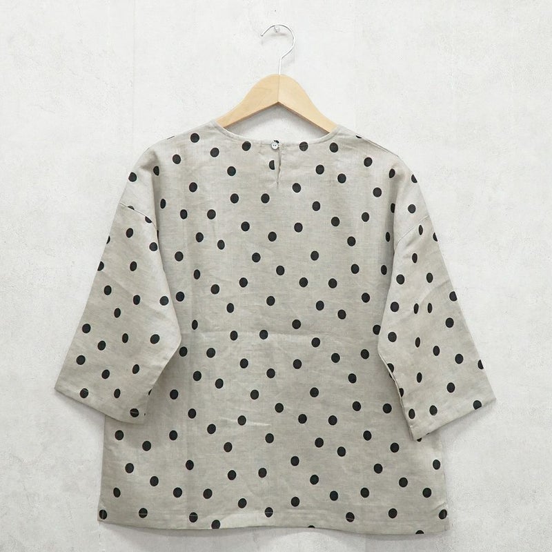 Branch m‘.,ブランチエム,ナチュラル,30代,40代,50代,60代,リネン,ゆったり,ブラウス,リネンブラウス,プルオーバーブラウス,プルオーバー,水玉,水玉ブラウス,ドット柄,ドット柄ブラウス 