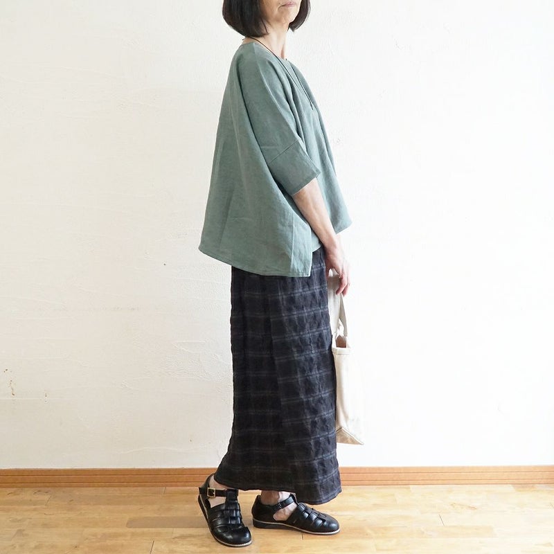 Branch m‘.,ブランチエム,ナチュラル,30代,40代,50代,60代,リネン,ゆったり,ブラウス,リネンブラウス,プルオーバー,プルオーバーブラウス,Tシャツ 