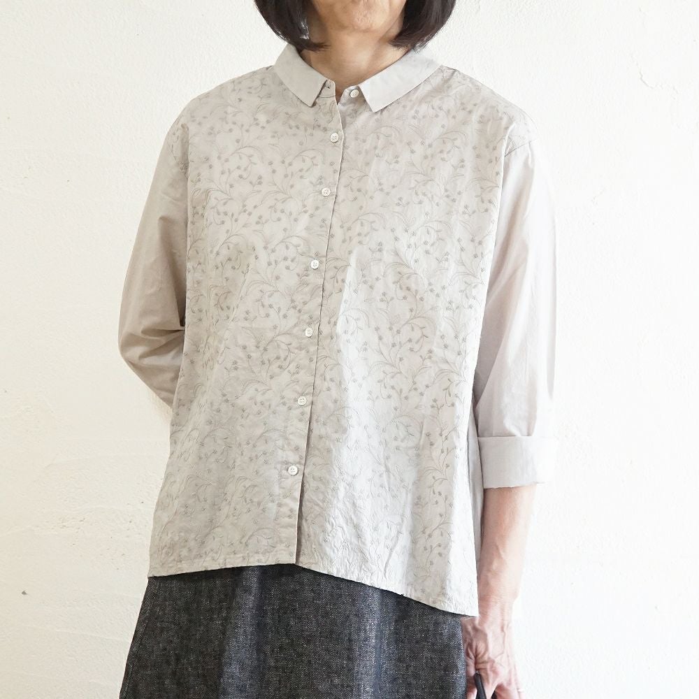 Branch m‘.,ブランチエム,ナチュラル,30代,40代,50代,60代,コットン,綿,ゆったり,blouse,ブラウス,シャツ,シャツブラウス,刺繍,刺繍ブラウス,刺繍シャツ,