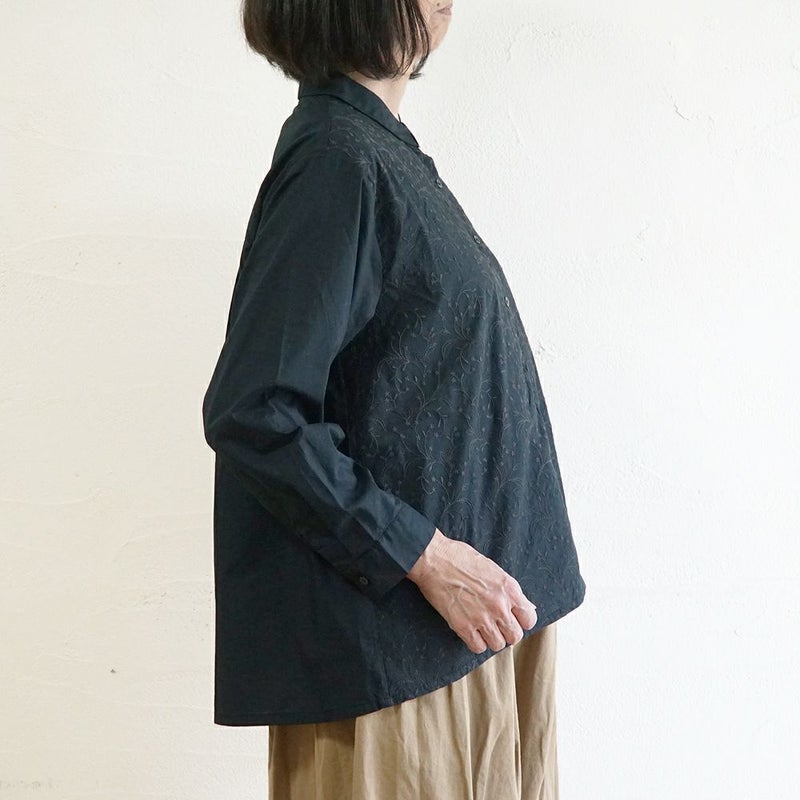 Branch m‘.,ブランチエム,ナチュラル,30代,40代,50代,60代,コットン,綿,ゆったり,blouse,ブラウス,シャツ,シャツブラウス,刺繍,刺繍ブラウス,刺繍シャツ,
