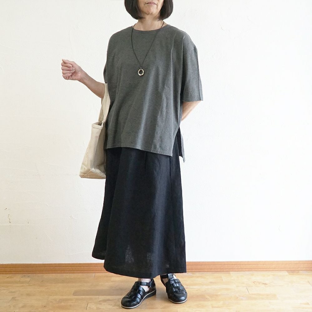 Branch m‘.,ブランチエム,ナチュラル,30代,40代,50代,60代,リネン,ゆったり,麻,skirt,スカート,リネンスカート,タックスカート,