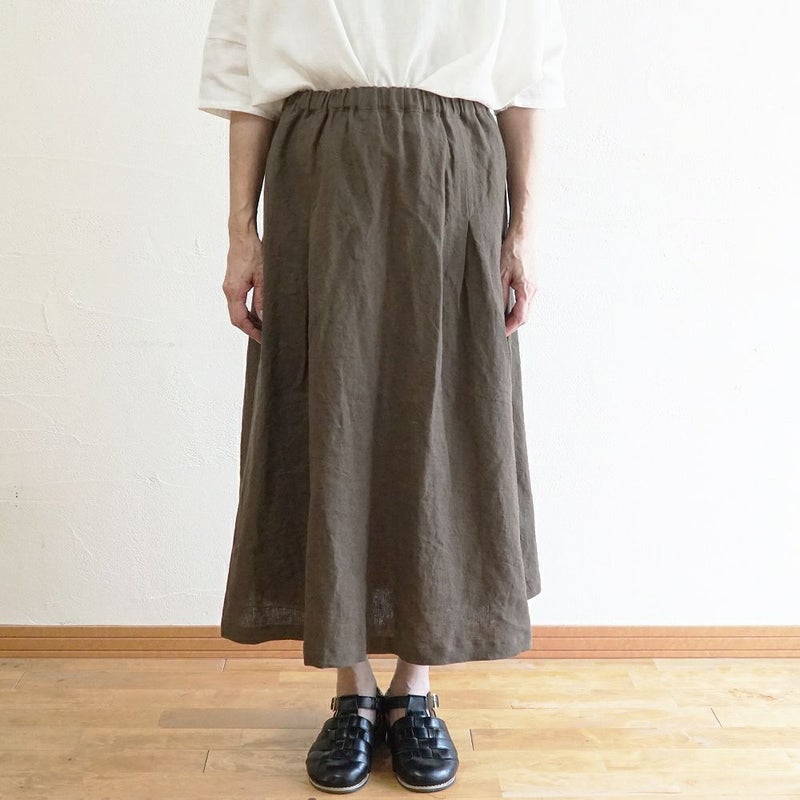 Branch m‘.,ブランチエム,ナチュラル,30代,40代,50代,60代,リネン,ゆったり,麻,skirt,スカート,リネンスカート,タックスカート,