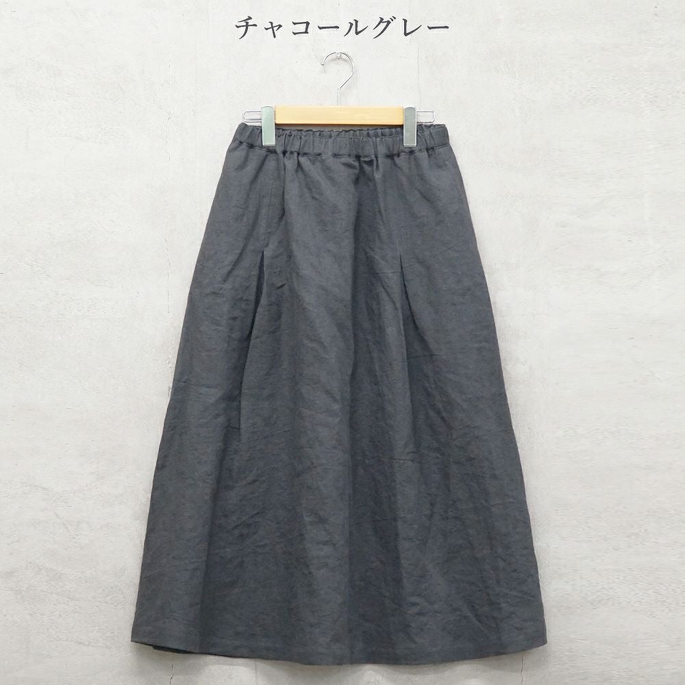 Branch m‘.,ブランチエム,ナチュラル,30代,40代,50代,60代,リネン,ゆったり,麻,skirt,スカート,リネンスカート,タックスカート,