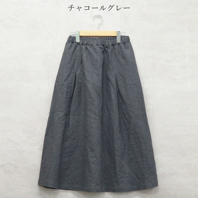 Branch m‘.,ブランチエム,ナチュラル,30代,40代,50代,60代,リネン,ゆったり,麻,skirt,スカート,リネンスカート,タックスカート,