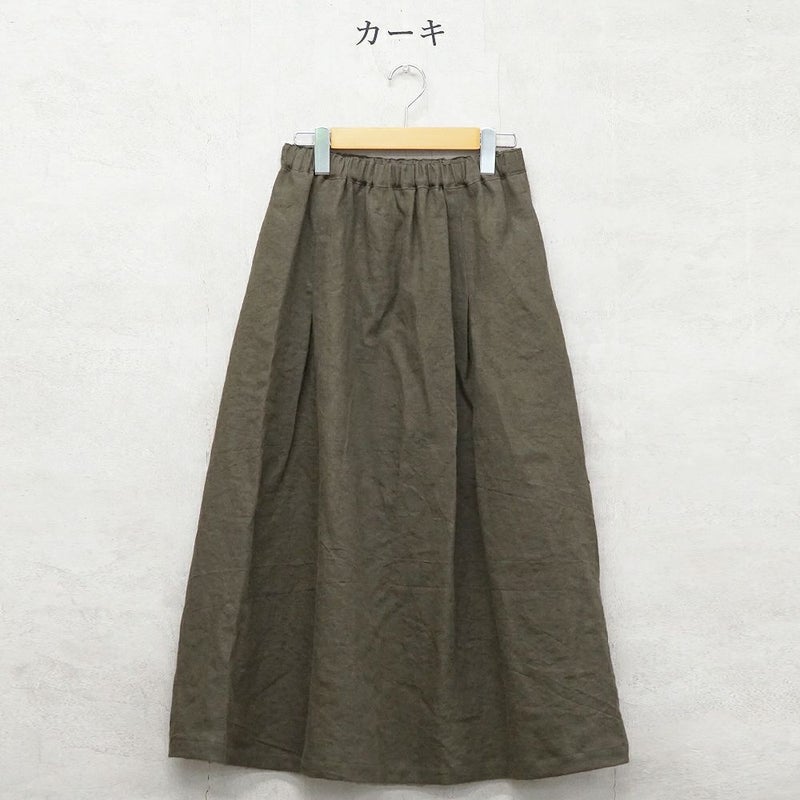 Branch m‘.,ブランチエム,ナチュラル,30代,40代,50代,60代,リネン,ゆったり,麻,skirt,スカート,リネンスカート,タックスカート,