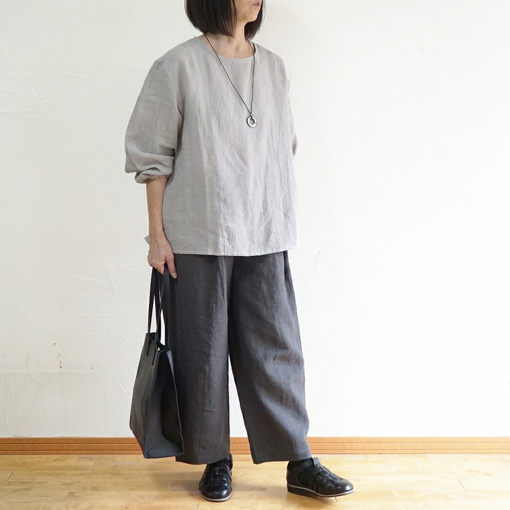 Branch m‘.,ブランチエム,ナチュラル,30代,40代,50代,60代,リネン,ゆったり,ブラウス,リネンブラウス,長袖,プルオーバー,プルオーバーブラウス,袖ゴム