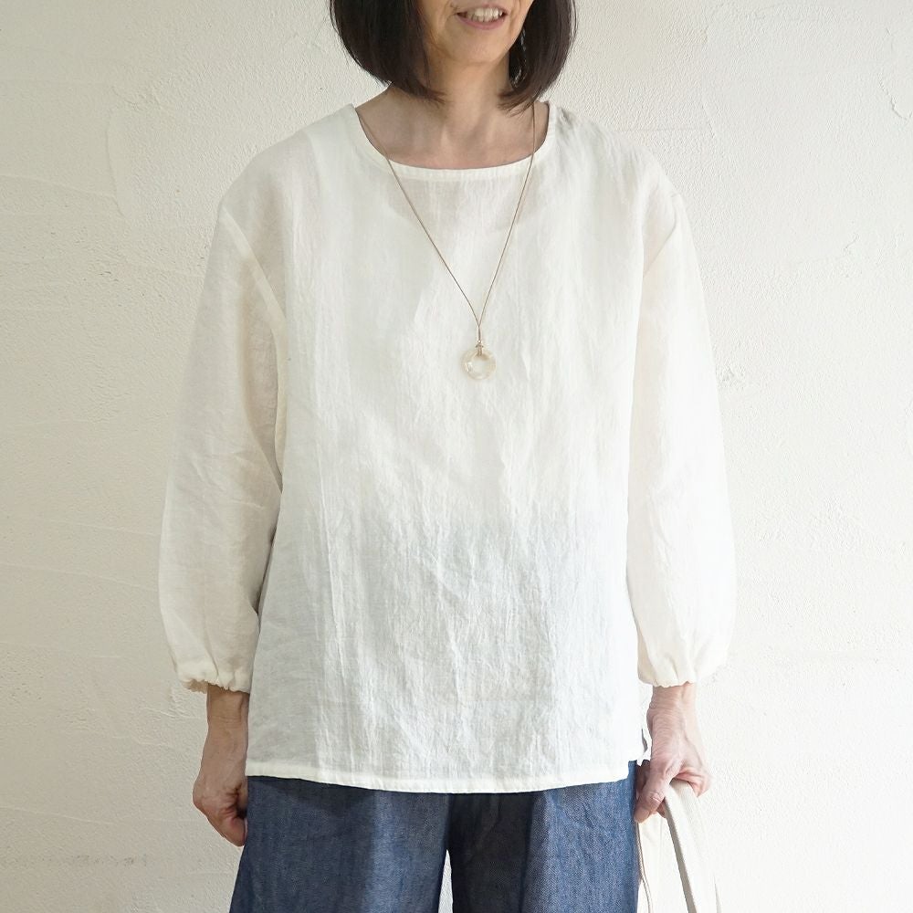 Branch m‘.,ブランチエム,ナチュラル,30代,40代,50代,60代,リネン,ゆったり,ブラウス,リネンブラウス,長袖,プルオーバー,プルオーバーブラウス,袖ゴム