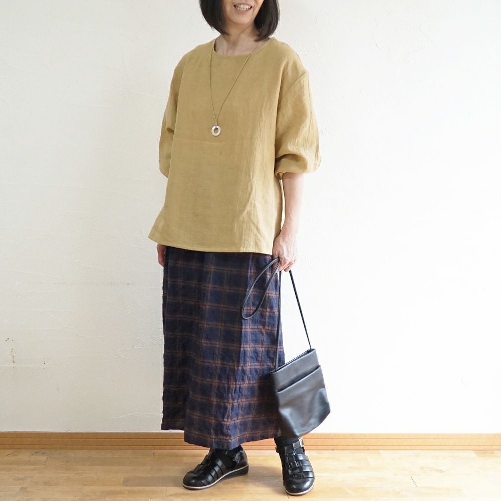 Branch m‘.,ブランチエム,ナチュラル,30代,40代,50代,60代,リネン,ゆったり,ブラウス,リネンブラウス,長袖,プルオーバー,プルオーバーブラウス,袖ゴム