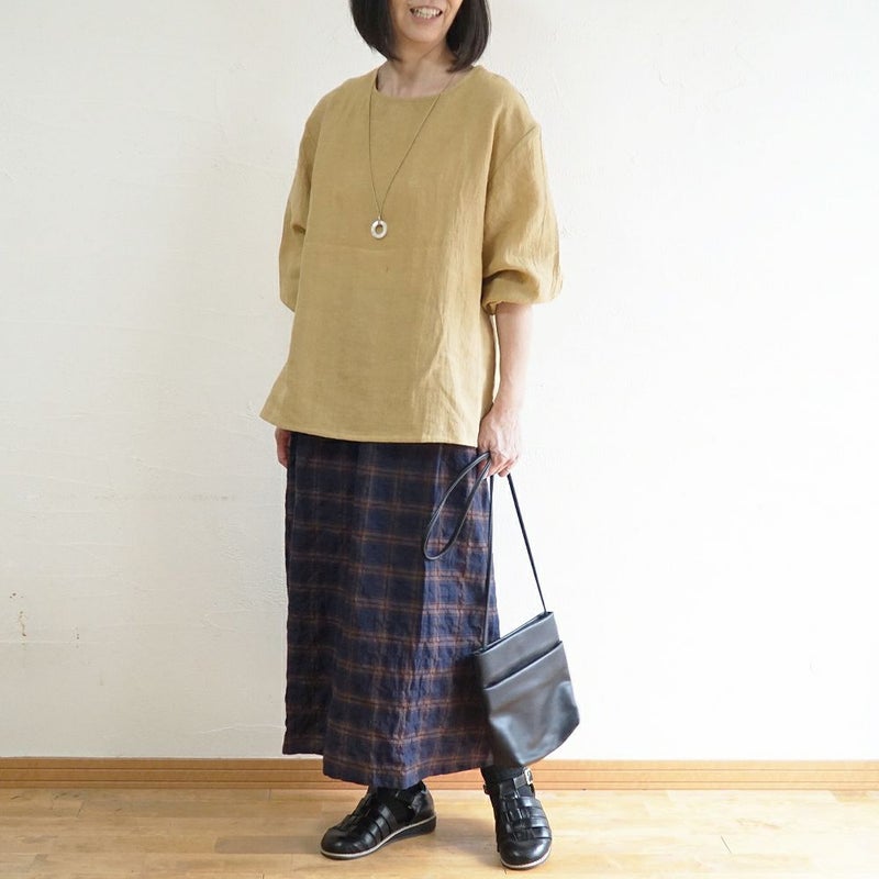 Branch m‘.,ブランチエム,ナチュラル,30代,40代,50代,60代,リネン,ゆったり,ブラウス,リネンブラウス,長袖,プルオーバー,プルオーバーブラウス,袖ゴム