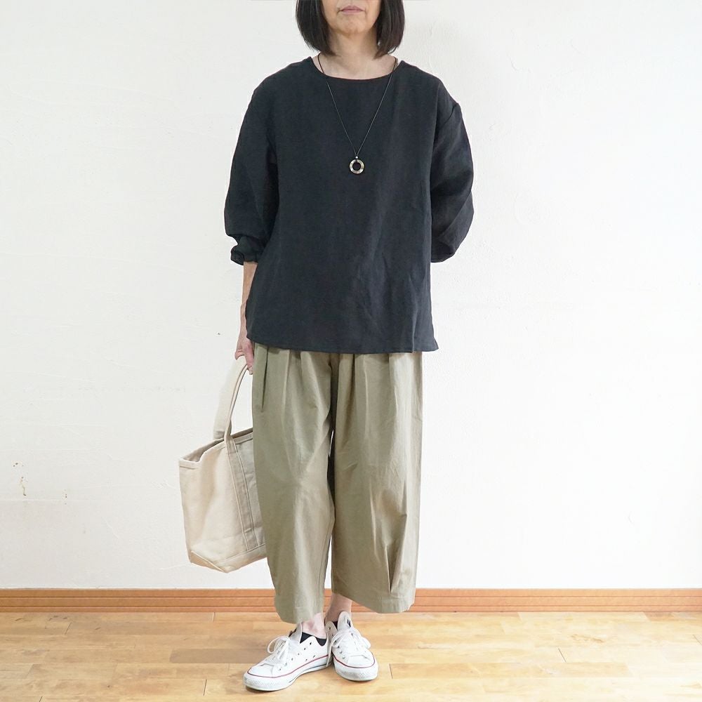 Branch m‘.,ブランチエム,ナチュラル,30代,40代,50代,60代,リネン,ゆったり,ブラウス,リネンブラウス,長袖,プルオーバー,プルオーバーブラウス,袖ゴム