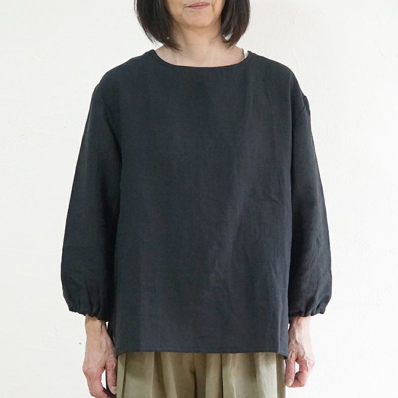 Branch m‘.,ブランチエム,ナチュラル,30代,40代,50代,60代,リネン,ゆったり,ブラウス,リネンブラウス,長袖,プルオーバー,プルオーバーブラウス,袖ゴム