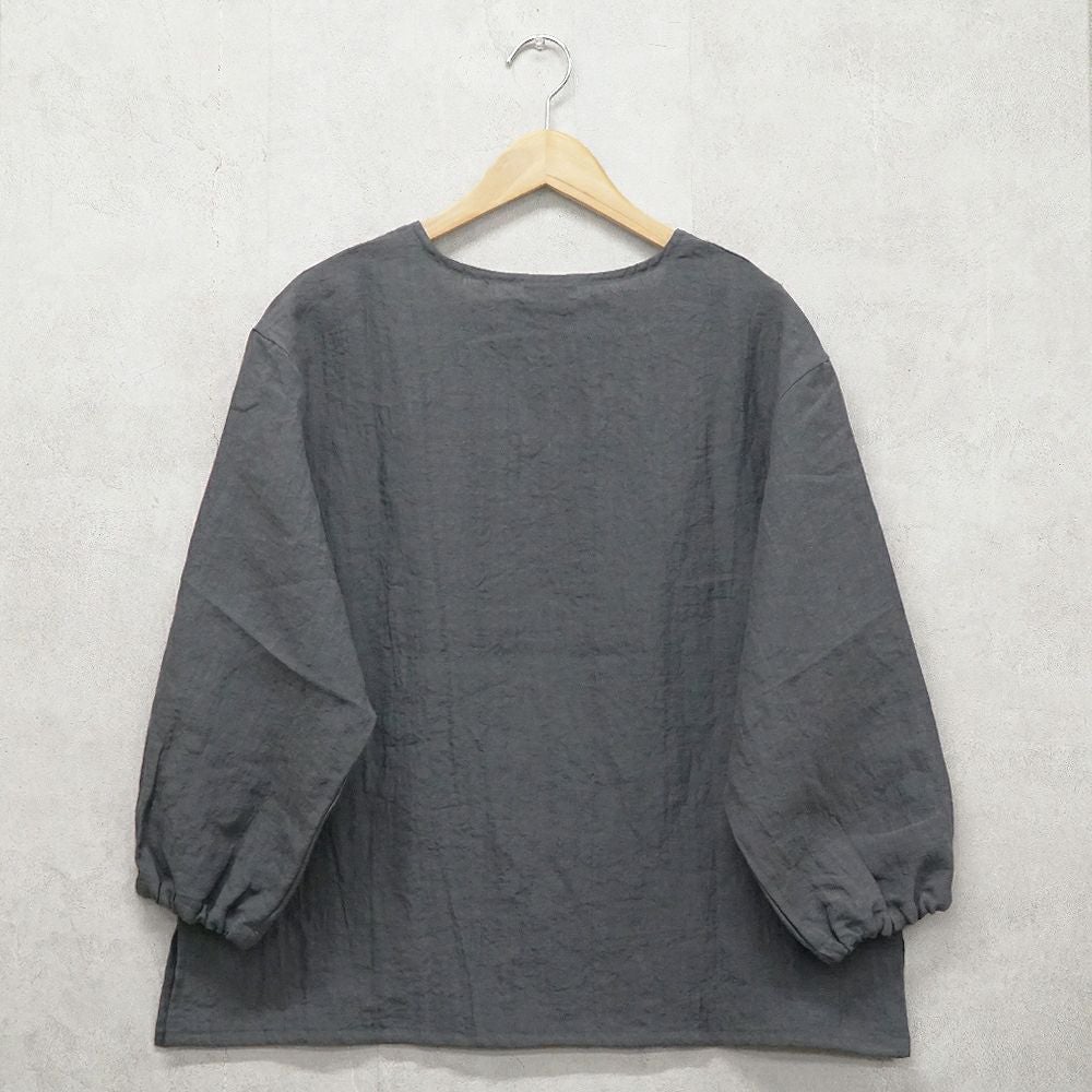 Branch m‘.,ブランチエム,ナチュラル,30代,40代,50代,60代,リネン,ゆったり,ブラウス,リネンブラウス,長袖,プルオーバー,プルオーバーブラウス,袖ゴム