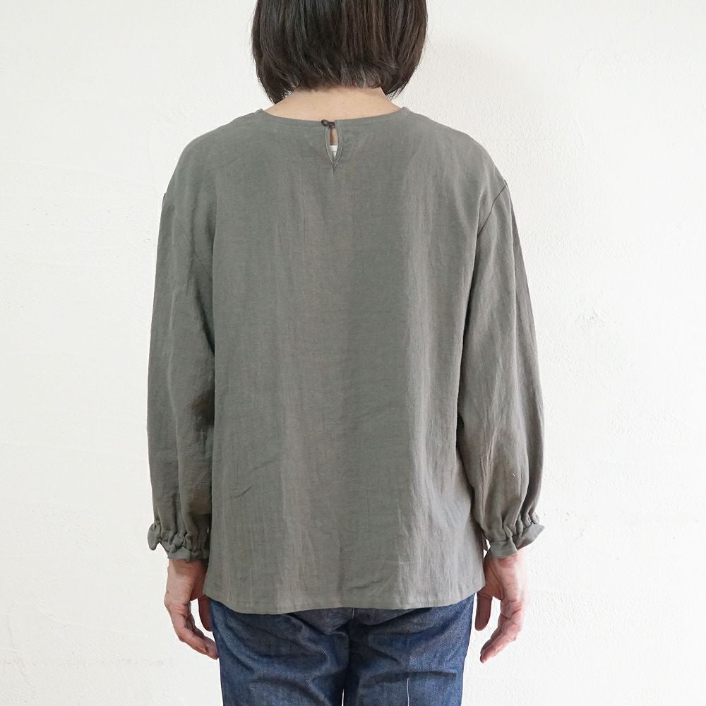 Branch m‘.,ブランチエム,ナチュラル,30代,40代,50代,60代,リネン,コットンリネン,綿麻,ゆったり,ブラウス,長袖,プルオーバー,プルオーバーブラウス,袖ゴム,桐七炊き,