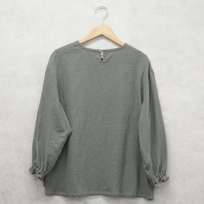 Branch m‘.,ブランチエム,ナチュラル,30代,40代,50代,60代,リネン,コットンリネン,綿麻,ゆったり,ブラウス,長袖,プルオーバー,プルオーバーブラウス,袖ゴム,桐七炊き,