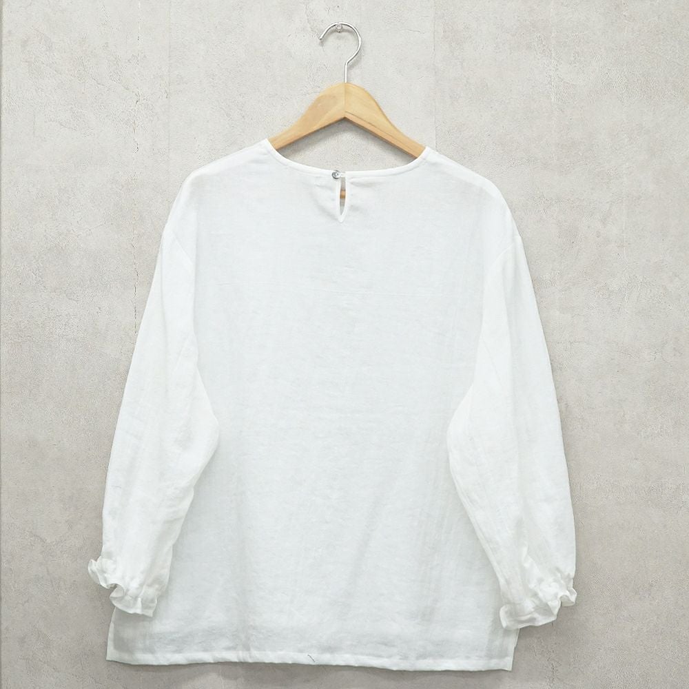 Branch m‘.,ブランチエム,ナチュラル,30代,40代,50代,60代,リネン,コットンリネン,綿麻,ゆったり,ブラウス,長袖,プルオーバー,プルオーバーブラウス,袖ゴム,桐七炊き,