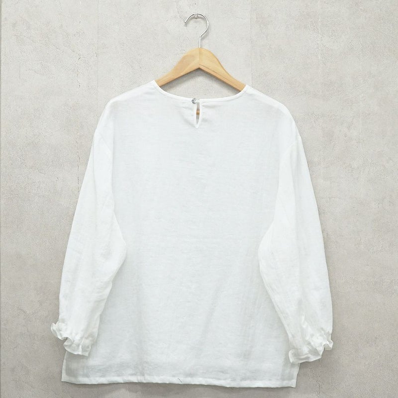 Branch m‘.,ブランチエム,ナチュラル,30代,40代,50代,60代,リネン,コットンリネン,綿麻,ゆったり,ブラウス,長袖,プルオーバー,プルオーバーブラウス,袖ゴム,桐七炊き,