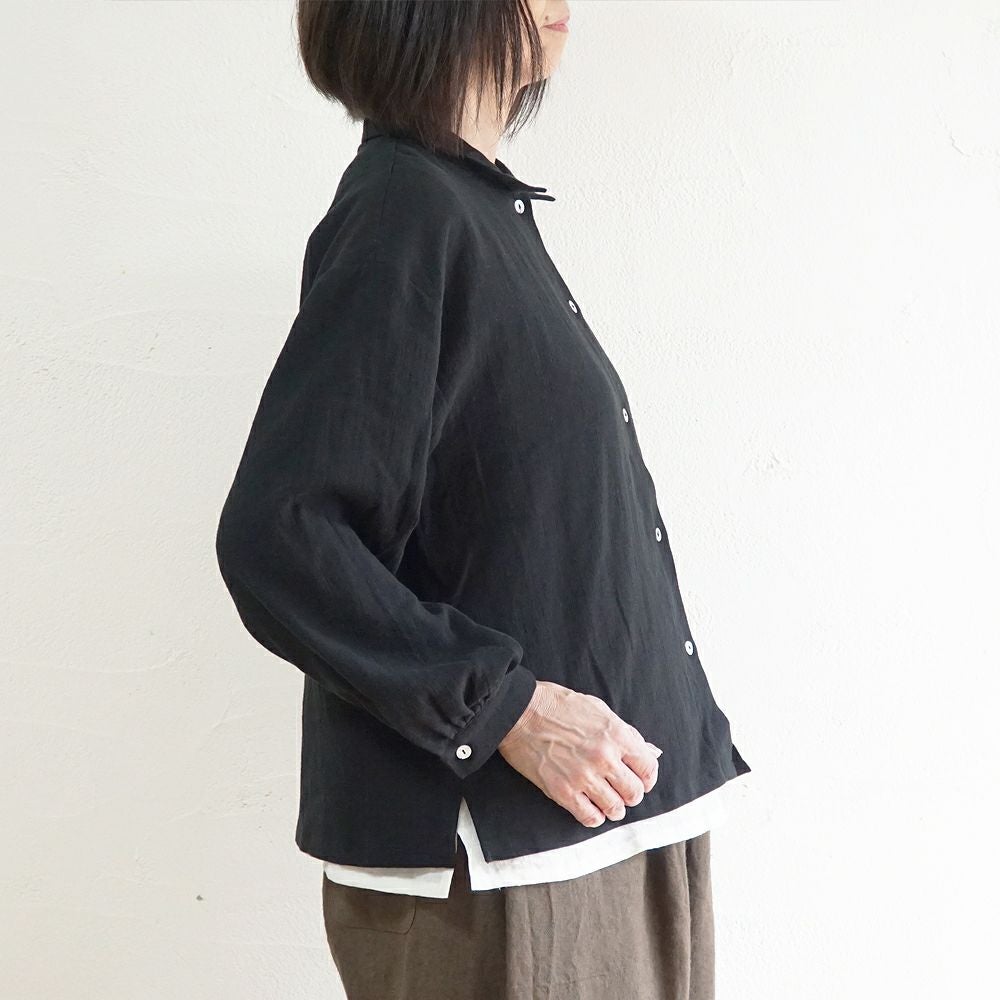 Branch m‘.,ブランチエム,ナチュラル,30代,40代,50代,60代,リネン,コットンリネン,綿麻,ゆったり,ブラウス,長袖,チビ衿,シャツ,チビ衿シャツ,チビ衿ブラウス,