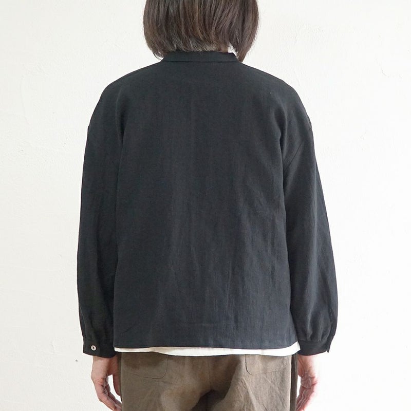 Branch m‘.,ブランチエム,ナチュラル,30代,40代,50代,60代,リネン,コットンリネン,綿麻,ゆったり,ブラウス,長袖,チビ衿,シャツ,チビ衿シャツ,チビ衿ブラウス,