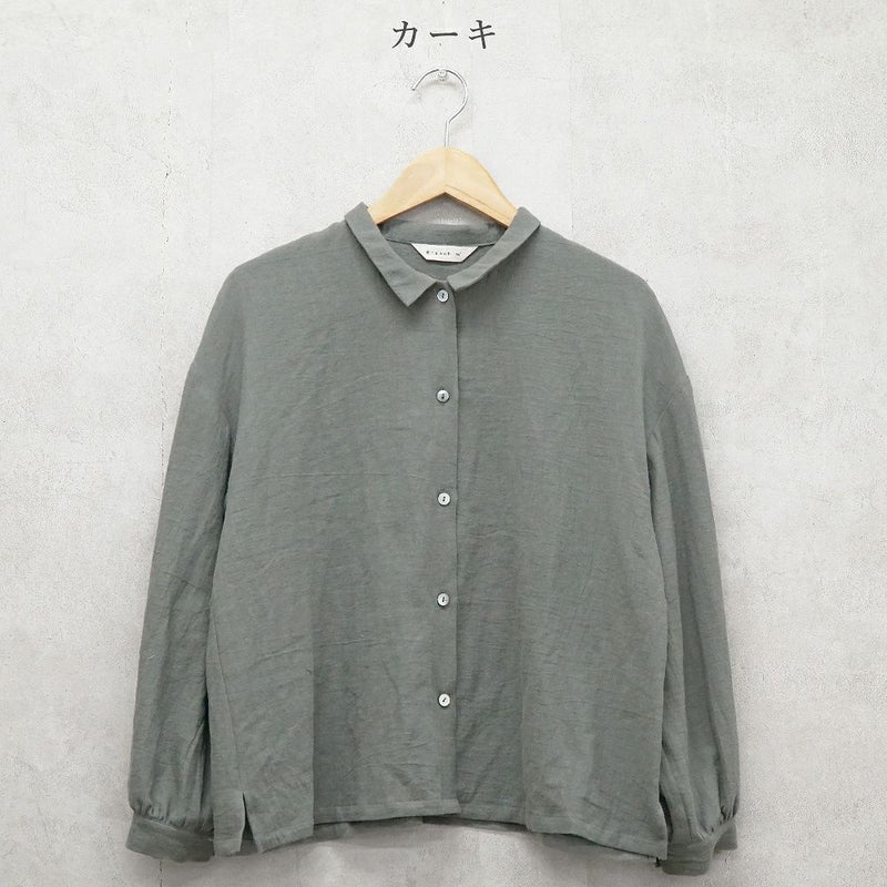 Branch m‘.,ブランチエム,ナチュラル,30代,40代,50代,60代,リネン,コットンリネン,綿麻,ゆったり,ブラウス,長袖,チビ衿,シャツ,チビ衿シャツ,チビ衿ブラウス,