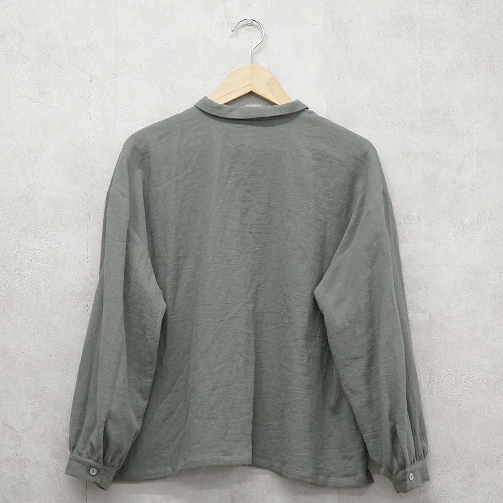 Branch m‘.,ブランチエム,ナチュラル,30代,40代,50代,60代,リネン,コットンリネン,綿麻,ゆったり,ブラウス,長袖,チビ衿,シャツ,チビ衿シャツ,チビ衿ブラウス,