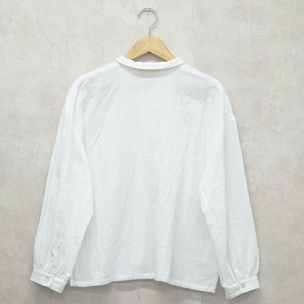 Branch m‘.,ブランチエム,ナチュラル,30代,40代,50代,60代,リネン,コットンリネン,綿麻,ゆったり,ブラウス,長袖,チビ衿,シャツ,チビ衿シャツ,チビ衿ブラウス,