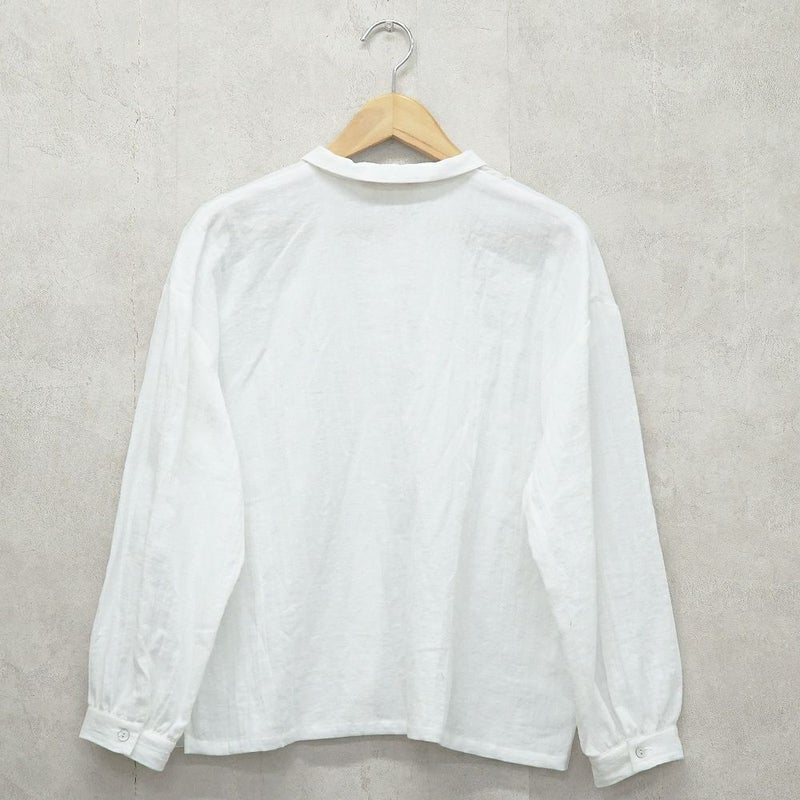 Branch m‘.,ブランチエム,ナチュラル,30代,40代,50代,60代,リネン,コットンリネン,綿麻,ゆったり,ブラウス,長袖,チビ衿,シャツ,チビ衿シャツ,チビ衿ブラウス,