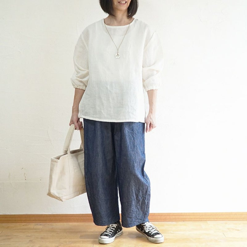 Branch m‘.,ブランチエム,ナチュラル,30代,40代,50代,60代,コットン,綿,ゆったり,パンツ,デニム,デニムパンツ,コクーンパンツ,デニムコクーンパンツ,バルーンパンツ,ワイドパンツ