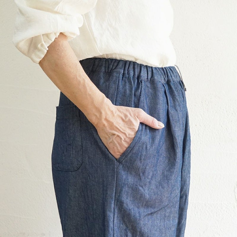 Branch m‘.,ブランチエム,ナチュラル,30代,40代,50代,60代,コットン,綿,ゆったり,パンツ,デニム,デニムパンツ,コクーンパンツ,デニムコクーンパンツ,バルーンパンツ,ワイドパンツ