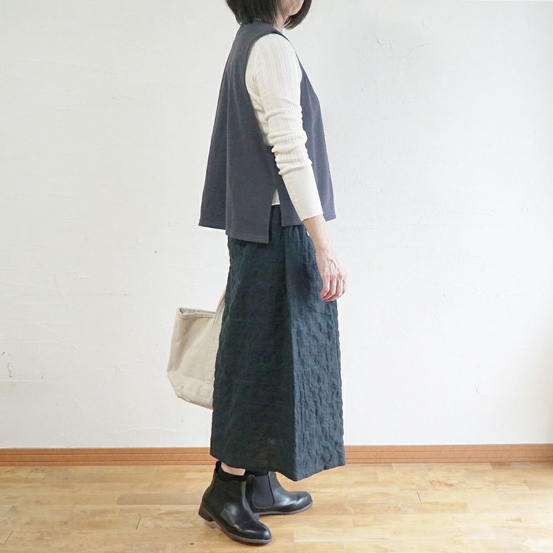 Branch m‘.,ブランチエム,ナチュラル,30代,40代,50代,60代,コットン,ゆったり,綿,裏毛,裏毛ベスト,ベスト,レイヤード,重ね着,体温調節,