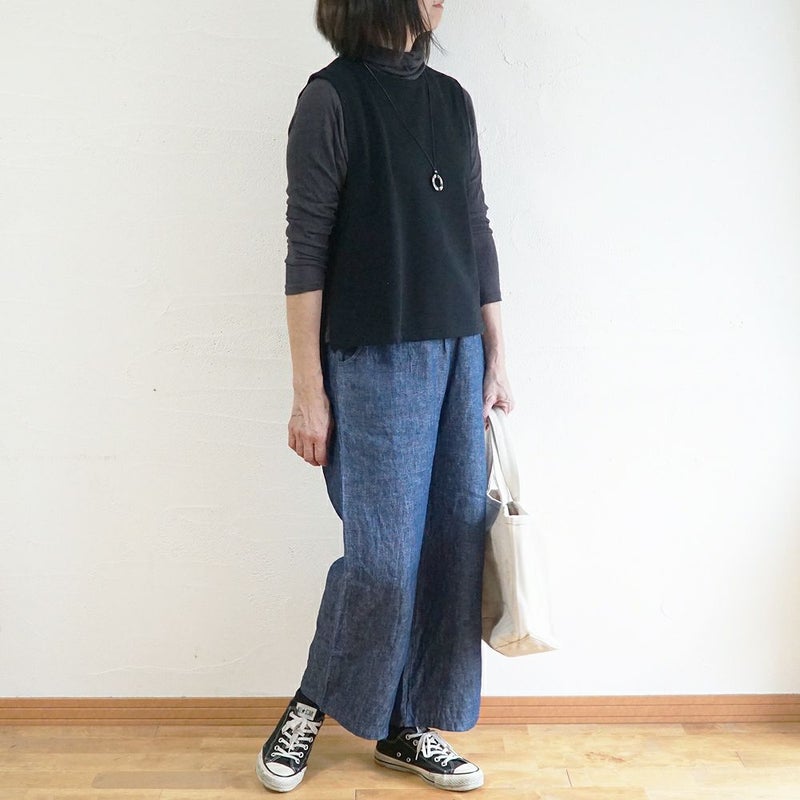 Branch m‘.,ブランチエム,ナチュラル,30代,40代,50代,60代,コットン,ゆったり,綿,裏毛,裏毛ベスト,ベスト,レイヤード,重ね着,体温調節,