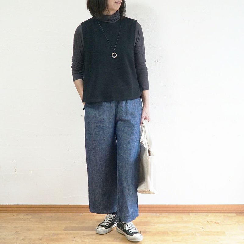 Branch m‘.,ブランチエム,ナチュラル,30代,40代,50代,60代,コットン,ゆったり,綿,裏毛,裏毛ベスト,ベスト,レイヤード,重ね着,体温調節,