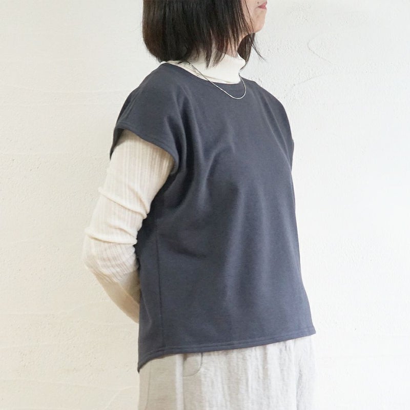 Branch m‘.,ブランチエム,ナチュラル,30代,40代,50代,60代,コットン,ゆったり,綿,裏毛,裏毛ベスト,ベスト,レイヤード,重ね着,体温調節,