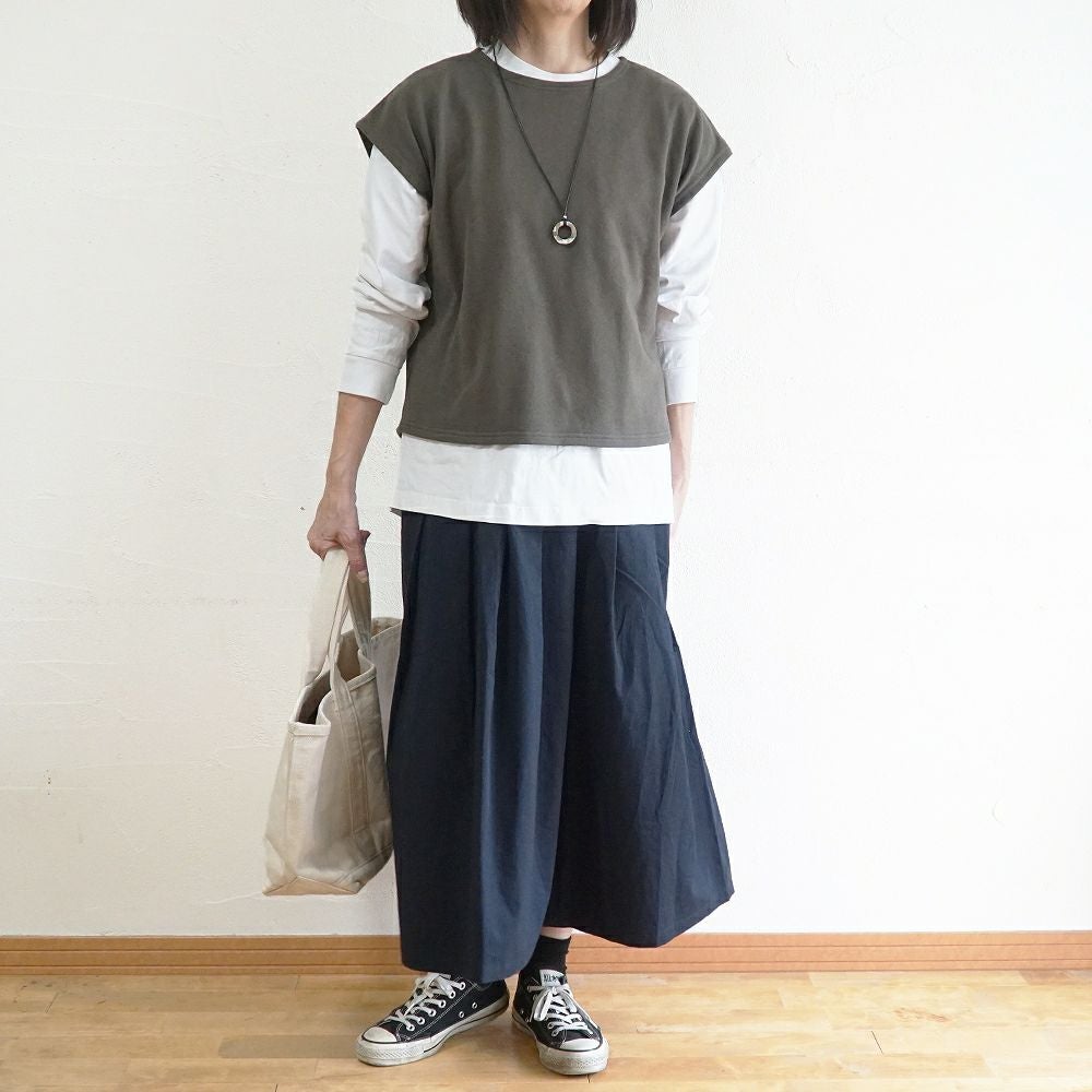 Branch m‘.,ブランチエム,ナチュラル,30代,40代,50代,60代,コットン,ゆったり,綿,裏毛,裏毛ベスト,ベスト,レイヤード,重ね着,体温調節,