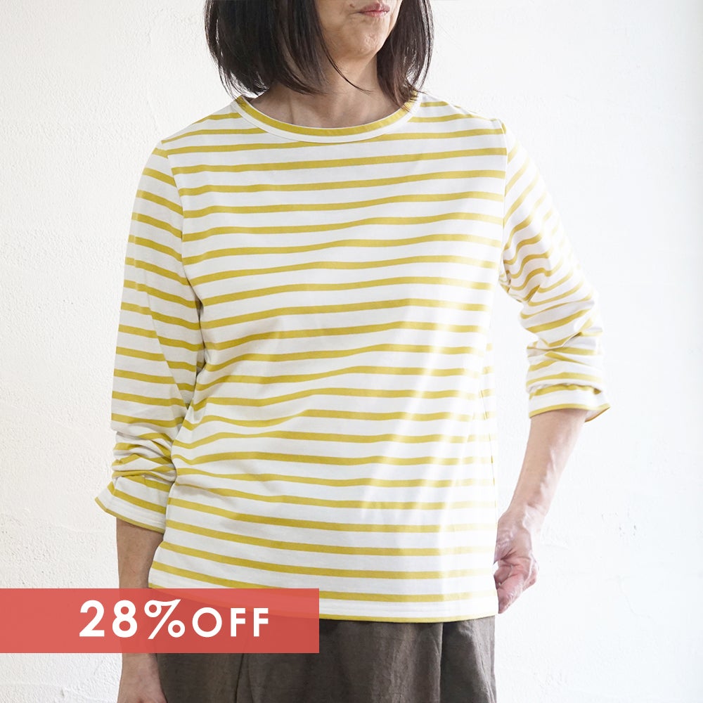 Branch m‘.,ブランチエム,ナチュラル,30代,40代,50代,60代,コットン,綿,ゆったり,Tシャツ,カットソー,ボーダー,ボーダーTシャツ,長袖