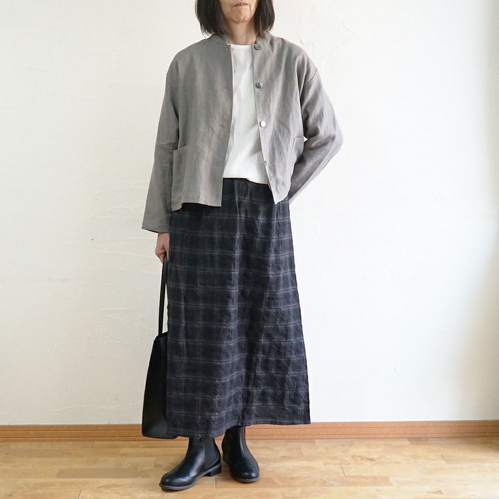 Branch m‘.,ブランチエム,ナチュラル,30代,40代,50代,60代,リネン,ゆったり,ジャケット,リネンジャケット,スタンドカラージャケット,スタンドネックジャケット,ショート丈,ショートジャケット, 