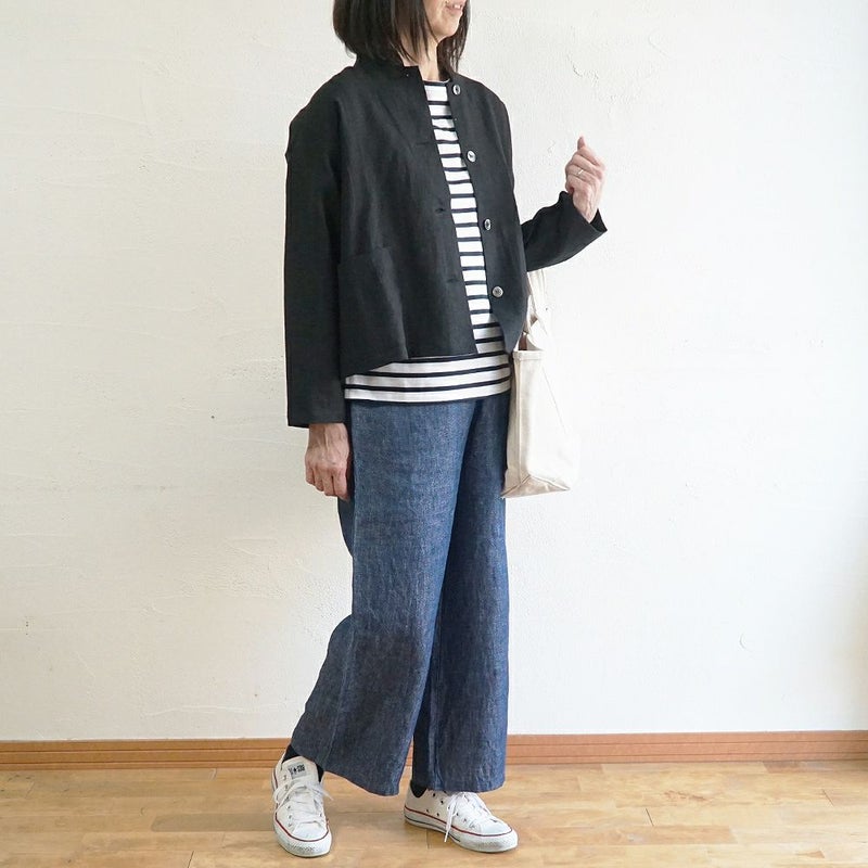 Branch m‘.,ブランチエム,ナチュラル,30代,40代,50代,60代,リネン,ゆったり,ジャケット,リネンジャケット,スタンドカラージャケット,スタンドネックジャケット,ショート丈,ショートジャケット, 