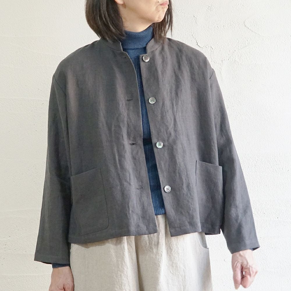 BR1906】 しなやかリネン・スタンドカラージャケット | ブランチエム