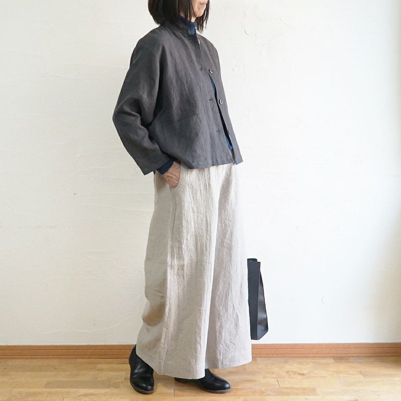 Branch m‘.,ブランチエム,ナチュラル,30代,40代,50代,60代,リネン,ゆったり,ジャケット,リネンジャケット,スタンドカラージャケット,スタンドネックジャケット,ショート丈,ショートジャケット, 