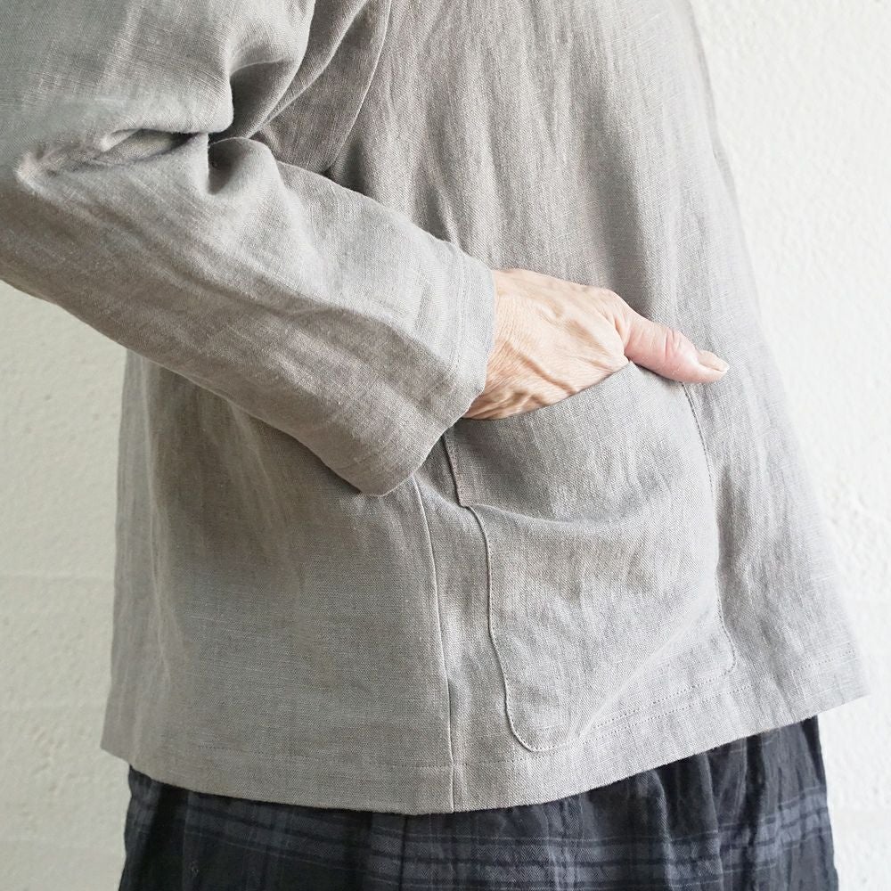 Branch m‘.,ブランチエム,ナチュラル,30代,40代,50代,60代,リネン,ゆったり,ジャケット,リネンジャケット,スタンドカラージャケット,スタンドネックジャケット,ショート丈,ショートジャケット, 