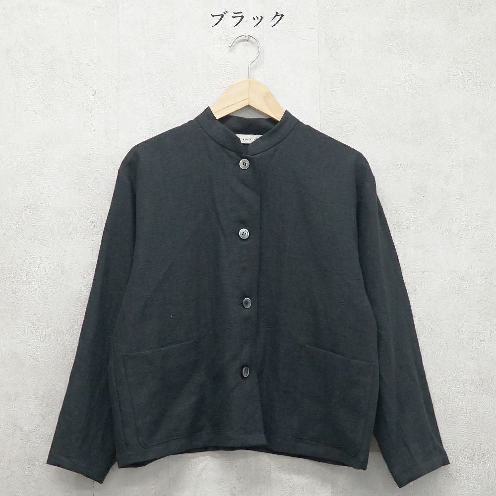 Branch m‘.,ブランチエム,ナチュラル,30代,40代,50代,60代,リネン,ゆったり,ジャケット,リネンジャケット,スタンドカラージャケット,スタンドネックジャケット,ショート丈,ショートジャケット, 