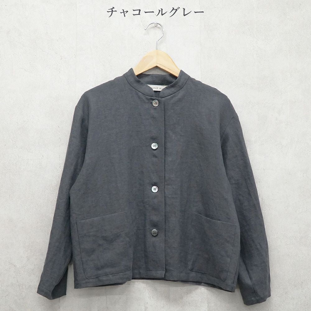 Branch m‘.,ブランチエム,ナチュラル,30代,40代,50代,60代,リネン,ゆったり,ジャケット,リネンジャケット,スタンドカラージャケット,スタンドネックジャケット,ショート丈,ショートジャケット, 