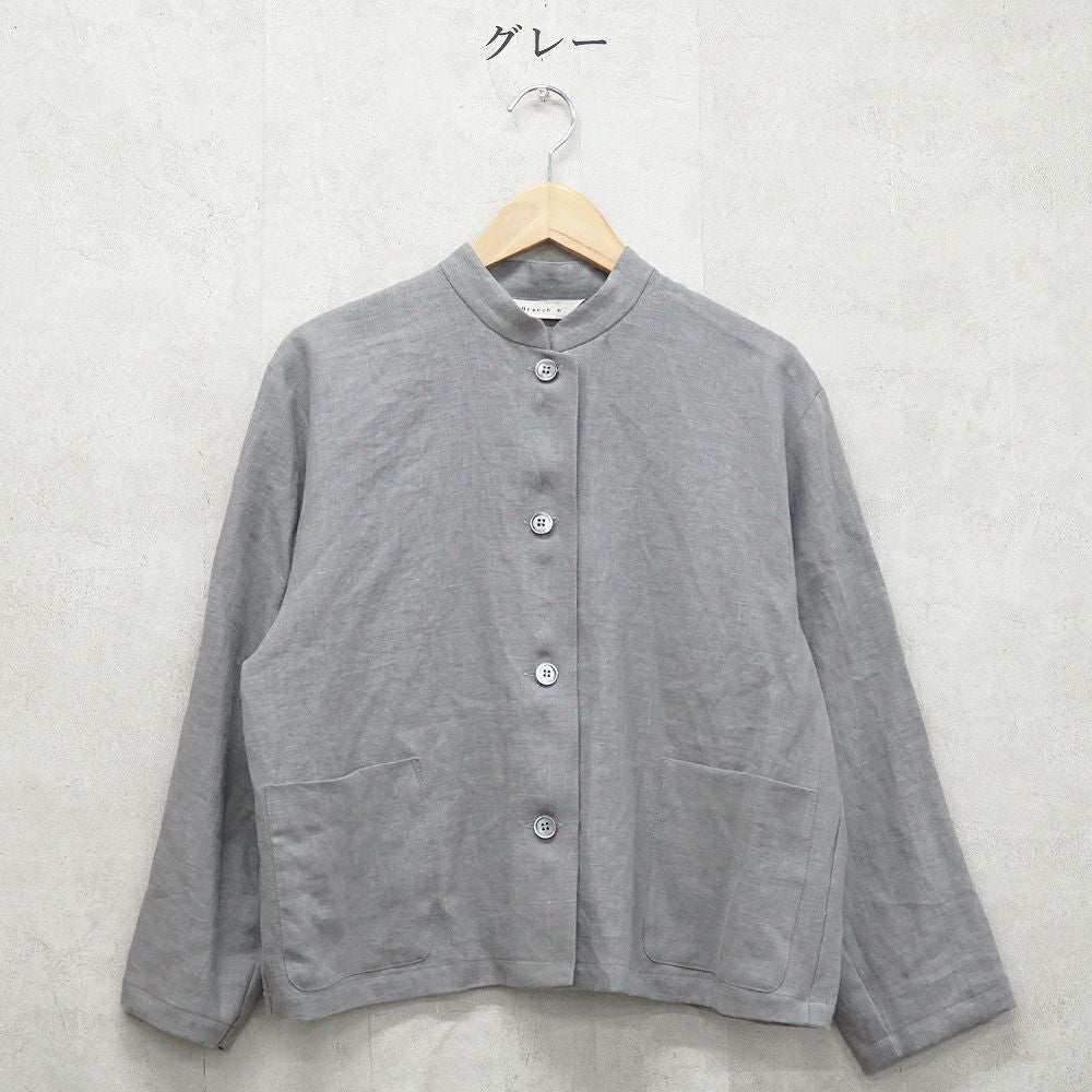 BR1906】 しなやかリネン・スタンドカラージャケット | ブランチエム