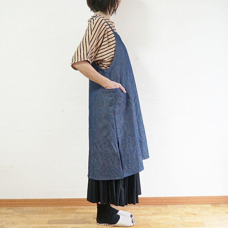 Branch m‘.,ブランチエム,ナチュラル,30代,40代,50代,60代,リネン,ゆったり,エプロン,リネンエプロン,ワンピースエプロン,エプロンワンピース,