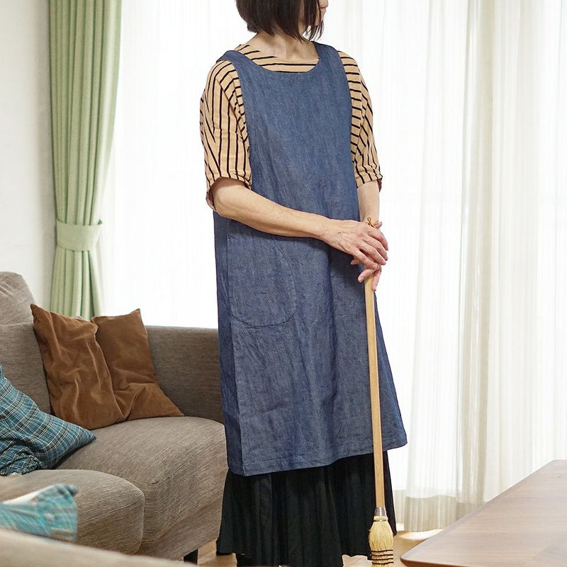 Branch m‘.,ブランチエム,ナチュラル,30代,40代,50代,60代,リネン,ゆったり,エプロン,リネンエプロン,ワンピースエプロン,エプロンワンピース,