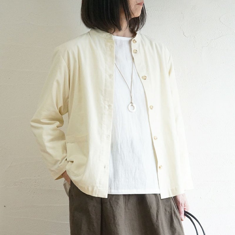 Branch m‘.,ブランチエム,ナチュラル,30代,40代,50代,60代,コットン,綿,ゆったり,ブラウス,長袖,羽織,シャツ,羽織シャツ,ライトアウター,スタンドカラー,スタンドカラーシャツ