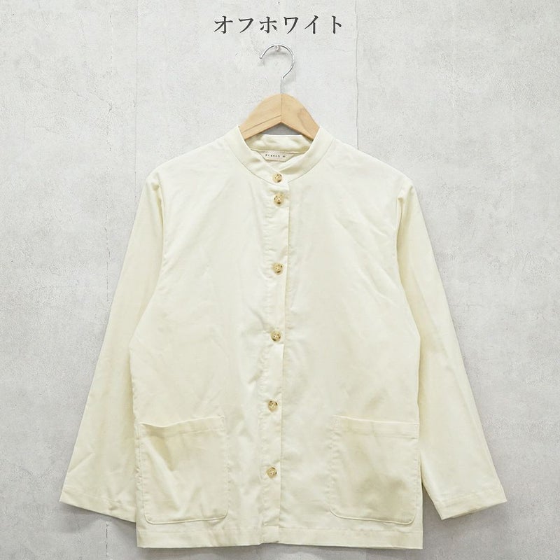 Branch m‘.,ブランチエム,ナチュラル,30代,40代,50代,60代,コットン,綿,ゆったり,ブラウス,長袖,羽織,シャツ,羽織シャツ,ライトアウター,スタンドカラー,スタンドカラーシャツ