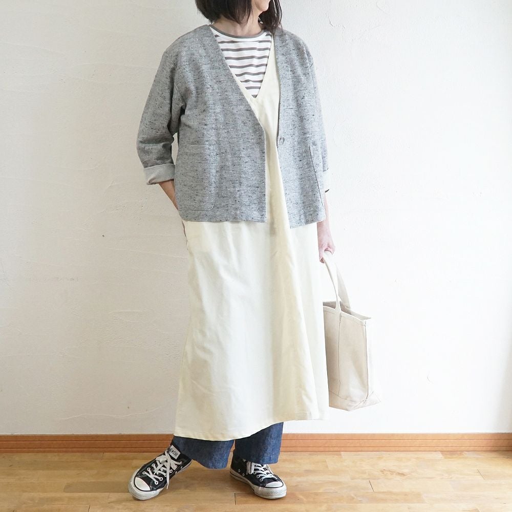 Branch m‘.,ブランチエム,ナチュラル,30代,40代,50代,60代,コットン,ゆったり,綿,アウター,カーディガン,ジャケット,羽織り,羽織,ライトアウター,Vネックジャケット,Vネックカーディガン,ネップ,ジャズネップ