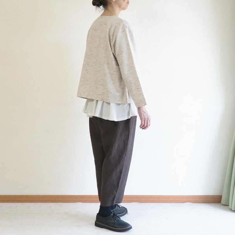 Branch m‘.,ブランチエム,ナチュラル,30代,40代,50代,60代,コットン,ゆったり,綿,アウター,カーディガン,ジャケット,羽織り,羽織,ライトアウター,Vネックジャケット,Vネックカーディガン,ネップ,ジャズネップ